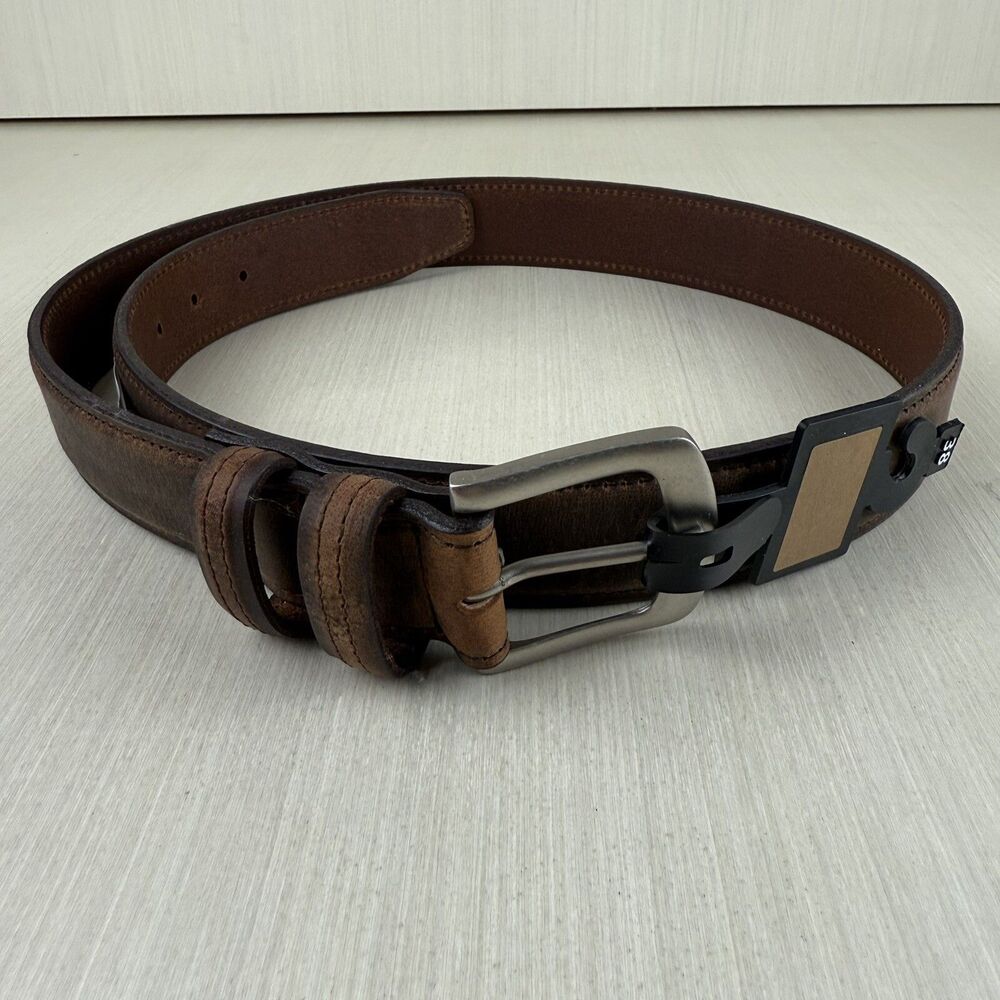 Buckle Brand Brown Leather Belt Mens 38 NEW